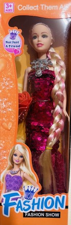 Кукла типа "Барби", 30 см, длинная коса, платье в пайетках, в коробке 33*10*4.5 . . фото 6