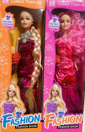Кукла типа "Барби", 30 см, длинная коса, платье в пайетках, в коробке 33*10*4.5 . . фото 2