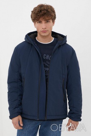 Утепленная мужская куртка. Молодежная модель прямого кроя, с застежкой на молнии. . фото 1