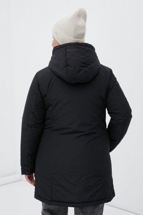 Утепленное пальто прямого кроя с капюшоном в casual стиле. Утеплитель - экологич. . фото 4