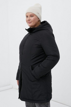 Утепленное пальто прямого кроя с капюшоном в casual стиле. Утеплитель - экологич. . фото 3