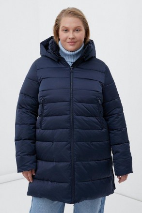 Удлиненный стеганый женский пуховик Finn Flare FWB160132-101 Plus Size синий XL. Киев. фото 1 Удлиненный стеганый женский пуховик Finn Flare FWB160132-101 Plus Size синий XL. Киев. фото 1