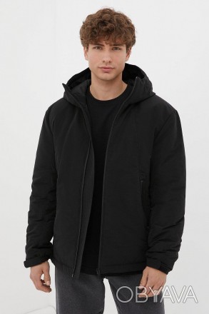 Утепленная мужская куртка. Молодежная модель прямого кроя, с застежкой на молнии. . фото 1