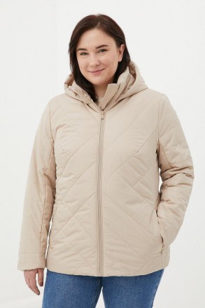 Утепленная женская куртка на молнии. Стильная модель прямого кроя, дополнена кар. . фото 2