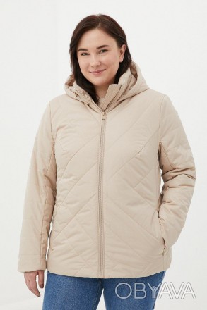 Утепленная женская куртка на молнии. Стильная модель прямого кроя, дополнена кар. . фото 1