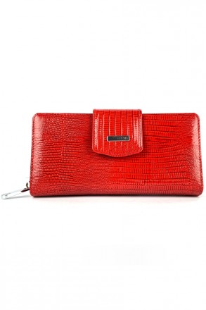 
Кожаный женский кошелек на магните Karya. Аксессуар выполнен в красивом красном. . фото 2