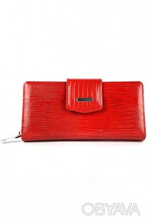 
Кожаный женский кошелек на магните Karya. Аксессуар выполнен в красивом красном. . фото 1