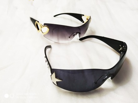 Солнцезащитные цельные очки без оправы Y2K для женщин и мужчин, модные очки в ст. . фото 5