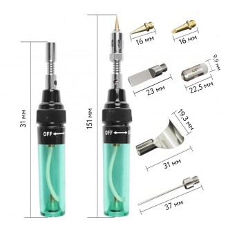 Паяльник газовый MT-100 + насадки (8шт.) + пинцет + подставка + припой, в боксе
. . фото 7