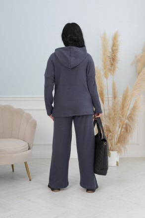 Теплый женский прогулочный костюм (худи с капюшоном/брюки палаццо), выполнен из . . фото 7