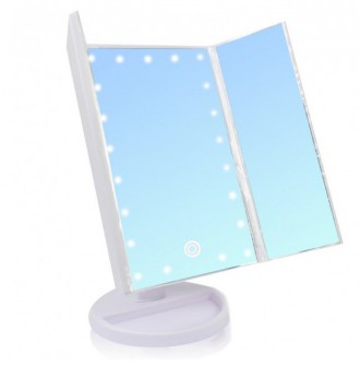 Тройное зеркало для макияжа с подсветкой. WD-214 Цвет: белыйНастольное косметиче. . фото 4