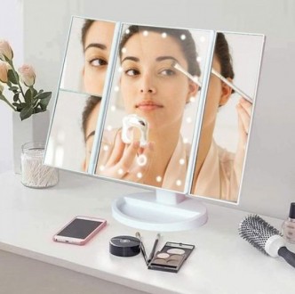 Тройное зеркало для макияжа с подсветкой. WD-214 Цвет: белыйНастольное косметиче. . фото 6