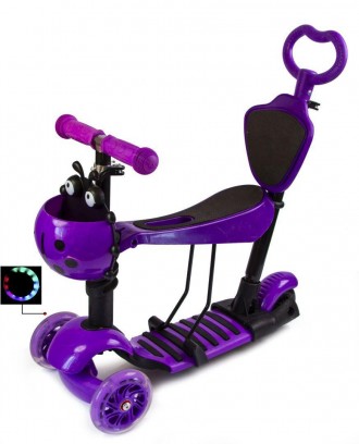 Самокат с родительской ручкой Scooter "Божья коровка" 5в1 Фиолетового цвета. Одесса. фото 1 Самокат с родительской ручкой Scooter "Божья коровка" 5в1 Фиолетового цвета. Одесса. фото 1