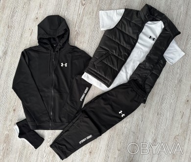 
Комплект 5 в 1⚫️Демісезонний спортивний костюм Under Armour чорна кофта на змій. . фото 1