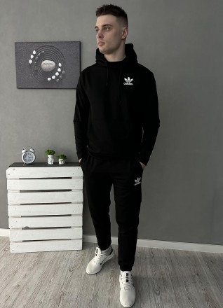 
Комплект 5 в 1⚫️Демісезонний спортивний костюм Adidas чорний худі + штани (двон. . фото 6