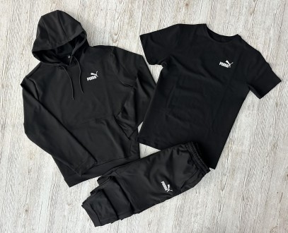 
Комплект 5 в 1⚫️Демісезонний спортивний костюм Puma чорний худі + штани (двонит. . фото 3