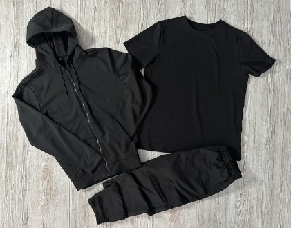 
Комплект 3 в 1⚫️Демісезонний базовий однотонний спортивний костюм чорна кофта н. . фото 2