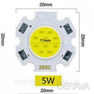 Світлодіодний модуль COB LED 2B5C 5W 6000K Холодний білий (2011: 20 mm / 11 mm)
. . фото 1