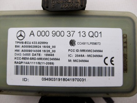 
Блок управления датчиков давления шин RDKA0009003713 Применяется:Mercedes Benz . . фото 4
