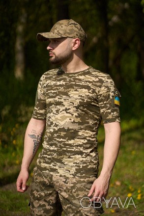 
Класична футболка у стилі military- крій: прямий;- рукав – короткий;- виріз – к. . фото 1