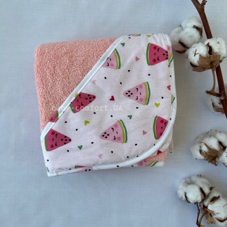 Рушник-кутик дитячий Baby Comfort Кавунчики персиковий 85*85 см. Одеса. фото 1 Рушник-кутик дитячий Baby Comfort Кавунчики персиковий 85*85 см. Одеса. фото 1