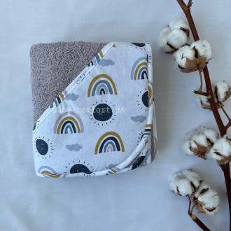 Рушник-кутик дитячий Baby Comfort Веселка бежевий 85*85 см. Одеса. фото 1 Рушник-кутик дитячий Baby Comfort Веселка бежевий 85*85 см. Одеса. фото 1