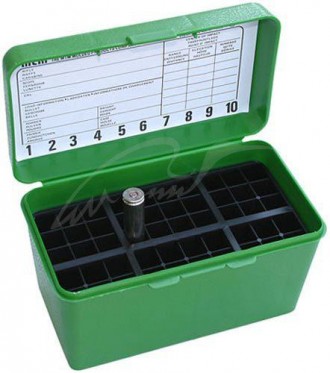 Коробка MTM H50-RL на 50 патронов кал. 30-06 и 8x57 JRS. Цвет – зеленый.
Подходи. . фото 2