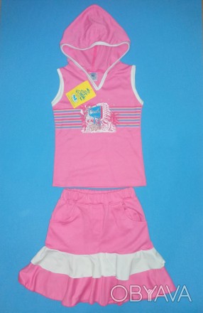 Летний комплект костюм для девочки майка и юбка на рост 86-92 см.
Размер: 86-96 . . фото 1