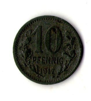 Німеччина - Германия 10 пфеннингов 1917 нотгельд цинк №884. . фото 2