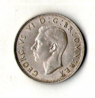 Великобритания › Король Георг VI 2 шиллинга (флорин), 1941 Серебро 11.3 гр. №150. . фото 2