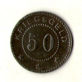 Нимеччина - Німеччина 50 пфенінгів 1917 нотгельд залізо No375. . фото 2