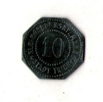 Німеччина - Германия 10 пфеннингов 1917 нотгельд цинк №376. . фото 3
