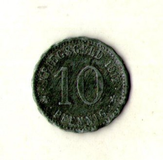 НІмеччина - Німеччина 10 пфенінгів 1917 нотгельд цинк г.Касель No380. . фото 2