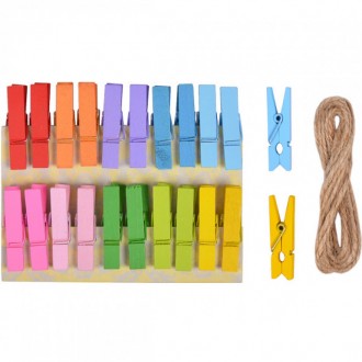 Прищіпки декоративні Color 20 штук з мотузкою 3,5 см арт.4-202
Набір маленьких к. . фото 2