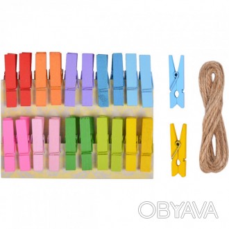 Прищіпки декоративні Color 20 штук з мотузкою 3,5 см арт.4-202
Набір маленьких к. . фото 1