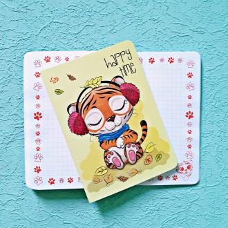 Блокнот А6 з кольоровими аркушами Profi Little tigers Happy time 40арк. арт. 904. . фото 2