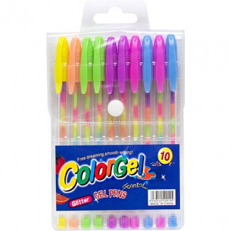 Набір ручок гелевих різнокольорових Color 10 кольорів арт. A-100-10
Набір ручок . . фото 3