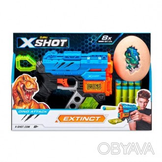 X-Shot Швидкострільний бластер DINO Extinct New (1 яйце, 8 патронів), 4870R. . фото 1