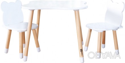Незвичайний стіл зі стільцями у формі ведмедів у дуже модному поєднанні білого т. . фото 1