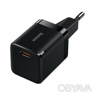 
Мережевий Зарядний Пристрій BASEUS GAN3 FAST CHARGER 1C 30W EU Black: Швидка та. . фото 1