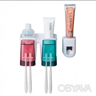 
Настінний органайзер-тримач для зубних щіток із диспенсером-дозатором для зубно. . фото 1