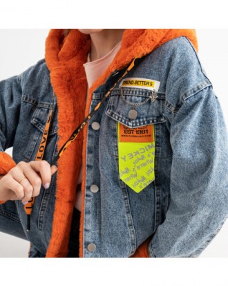 Якість відмінна/ Джинсова куртка на хутрі оранж
XL -довжина 60 см, пог 57 см, р. . фото 5