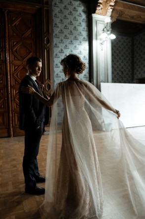 Продам облегающее свадебное платье силуэта русалка из французского кружева со шл. . фото 5
