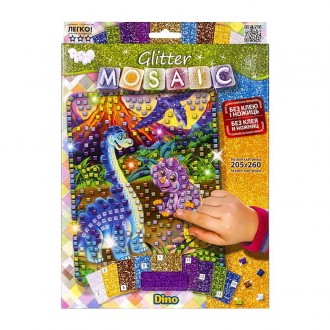 Креативное творчество "Glitter Mosaic Дино" БМ-03-01 блестящая мозаика. Київ. фото 1 Креативное творчество "Glitter Mosaic Дино" БМ-03-01 блестящая мозаика. Київ. фото 1