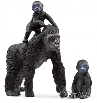 Короткий опис:
Набір іграшкових фігурок: Родина та 2 дитинча горили. Матеріал: п. . фото 1