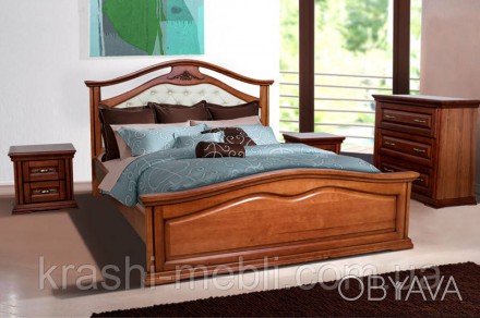Високе, елегантне наголов'я ліжка Маргарита, виготовлене з масиву вільхи із заст. . фото 1