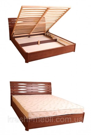 Двоспальне ліжко з колекції "Елегант". Виготовлена з масиву бука та МДФ шпонован. . фото 2