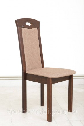 Обідній дерев'яний стілець із напівм'яким сидінням і спинкою, оббитими тканиною.. . фото 3