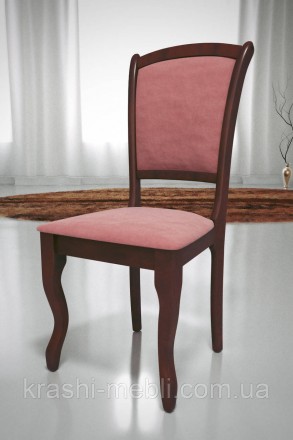Обідній дерев'яний стілець із напівм'яким сидінням і спинкою, оббитими тканиною.. . фото 6