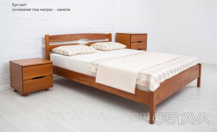 Ліжко дерев'яне з масиву бука та букового щита, укомплектоване ортопедичним ламе. . фото 1